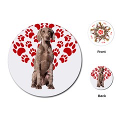 Weimaraner Gifts T- Shirt Cool Weimaraner Valentine Heart Paw Weimaraner Dog Lover Valentine Costume Playing Cards Single Design (round) by maxcute