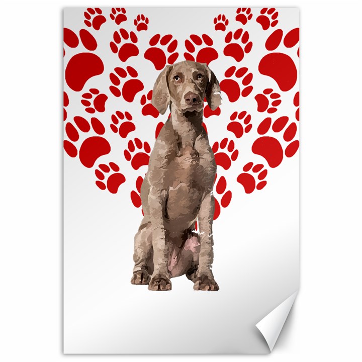 Weimaraner Gifts T- Shirt Cool Weimaraner Valentine Heart Paw Weimaraner Dog Lover Valentine Costume Canvas 12  x 18 