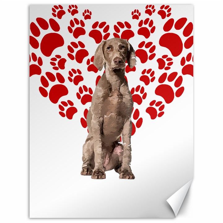 Weimaraner Gifts T- Shirt Cool Weimaraner Valentine Heart Paw Weimaraner Dog Lover Valentine Costume Canvas 18  x 24 