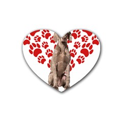 Weimaraner Gifts T- Shirt Cool Weimaraner Valentine Heart Paw Weimaraner Dog Lover Valentine Costume Rubber Coaster (heart) by maxcute