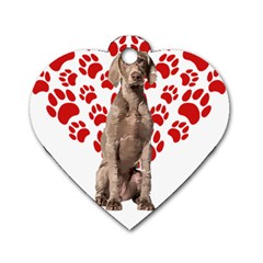 Weimaraner Gifts T- Shirt Cool Weimaraner Valentine Heart Paw Weimaraner Dog Lover Valentine Costume Dog Tag Heart (one Side) by maxcute