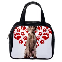 Weimaraner Gifts T- Shirt Cool Weimaraner Valentine Heart Paw Weimaraner Dog Lover Valentine Costume Classic Handbag (one Side) by maxcute