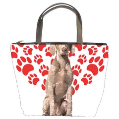 Weimaraner Gifts T- Shirt Cool Weimaraner Valentine Heart Paw Weimaraner Dog Lover Valentine Costume Bucket Bag by maxcute