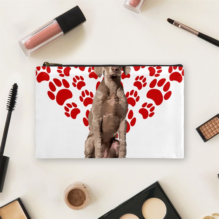 Weimaraner Gifts T- Shirt Cool Weimaraner Valentine Heart Paw Weimaraner Dog Lover Valentine Costume Cosmetic Bag (Medium)