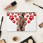 Weimaraner Gifts T- Shirt Cool Weimaraner Valentine Heart Paw Weimaraner Dog Lover Valentine Costume Cosmetic Bag (Medium) Back