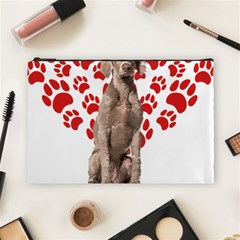 Weimaraner Gifts T- Shirt Cool Weimaraner Valentine Heart Paw Weimaraner Dog Lover Valentine Costume Cosmetic Bag (large) by maxcute