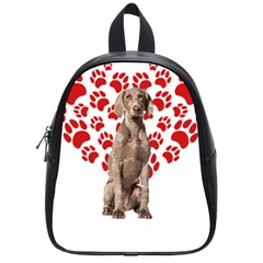 Weimaraner Gifts T- Shirt Cool Weimaraner Valentine Heart Paw Weimaraner Dog Lover Valentine Costume School Bag (small) by maxcute