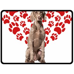 Weimaraner Gifts T- Shirt Cool Weimaraner Valentine Heart Paw Weimaraner Dog Lover Valentine Costume One Side Fleece Blanket (large) by maxcute