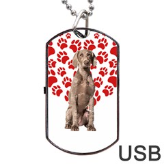 Weimaraner Gifts T- Shirt Cool Weimaraner Valentine Heart Paw Weimaraner Dog Lover Valentine Costume Dog Tag Usb Flash (one Side) by maxcute