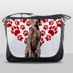 Weimaraner Gifts T- Shirt Cool Weimaraner Valentine Heart Paw Weimaraner Dog Lover Valentine Costume Messenger Bag by maxcute