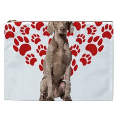 Weimaraner Gifts T- Shirt Cool Weimaraner Valentine Heart Paw Weimaraner Dog Lover Valentine Costume Cosmetic Bag (xxl) by maxcute