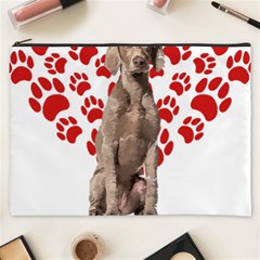 Weimaraner Gifts T- Shirt Cool Weimaraner Valentine Heart Paw Weimaraner Dog Lover Valentine Costume Cosmetic Bag (xxxl) by maxcute