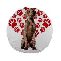 Weimaraner Gifts T- Shirt Cool Weimaraner Valentine Heart Paw Weimaraner Dog Lover Valentine Costume Standard 15  Premium Round Cushions