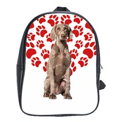 Weimaraner Gifts T- Shirt Cool Weimaraner Valentine Heart Paw Weimaraner Dog Lover Valentine Costume School Bag (xl) by maxcute