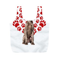 Weimaraner Gifts T- Shirt Cool Weimaraner Valentine Heart Paw Weimaraner Dog Lover Valentine Costume Full Print Recycle Bag (m) by maxcute