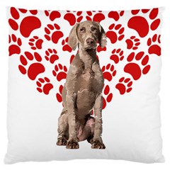 Weimaraner Gifts T- Shirt Cool Weimaraner Valentine Heart Paw Weimaraner Dog Lover Valentine Costume Large Premium Plush Fleece Cushion Case (one Side) by maxcute