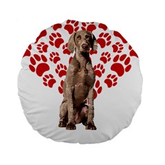 Weimaraner Gifts T- Shirt Cool Weimaraner Valentine Heart Paw Weimaraner Dog Lover Valentine Costume Standard 15  Premium Flano Round Cushions by maxcute