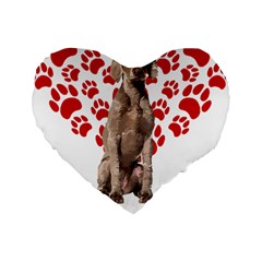 Weimaraner Gifts T- Shirt Cool Weimaraner Valentine Heart Paw Weimaraner Dog Lover Valentine Costume Standard 16  Premium Flano Heart Shape Cushions by maxcute