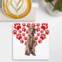 Weimaraner Gifts T- Shirt Cool Weimaraner Valentine Heart Paw Weimaraner Dog Lover Valentine Costume Uv Print Square Tile Coaster 