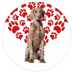 Weimaraner Gifts T- Shirt Cool Weimaraner Valentine Heart Paw Weimaraner Dog Lover Valentine Costume Round Trivet by maxcute