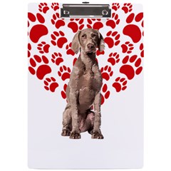 Weimaraner Gifts T- Shirt Cool Weimaraner Valentine Heart Paw Weimaraner Dog Lover Valentine Costume A4 Acrylic Clipboard by maxcute