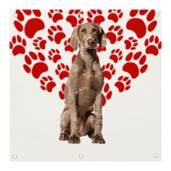 Weimaraner Gifts T- Shirt Cool Weimaraner Valentine Heart Paw Weimaraner Dog Lover Valentine Costume Banner And Sign 3  X 3  by maxcute