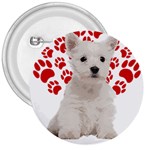 West Highland White Terrier Gift T- Shirt Cute West Highland White Terrier Valentine Heart Paw West 3  Buttons Front