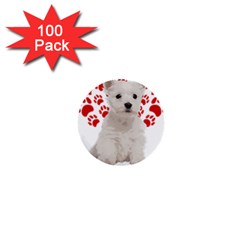 West Highland White Terrier Gift T- Shirt Cute West Highland White Terrier Valentine Heart Paw West 1  Mini Buttons (100 Pack)  by maxcute