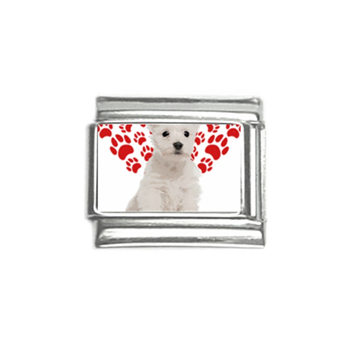 West Highland White Terrier Gift T- Shirt Cute West Highland White Terrier Valentine Heart Paw West Italian Charm (9mm)