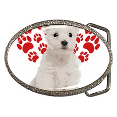 West Highland White Terrier Gift T- Shirt Cute West Highland White Terrier Valentine Heart Paw West Belt Buckles by maxcute