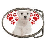 West Highland White Terrier Gift T- Shirt Cute West Highland White Terrier Valentine Heart Paw West Belt Buckles Front