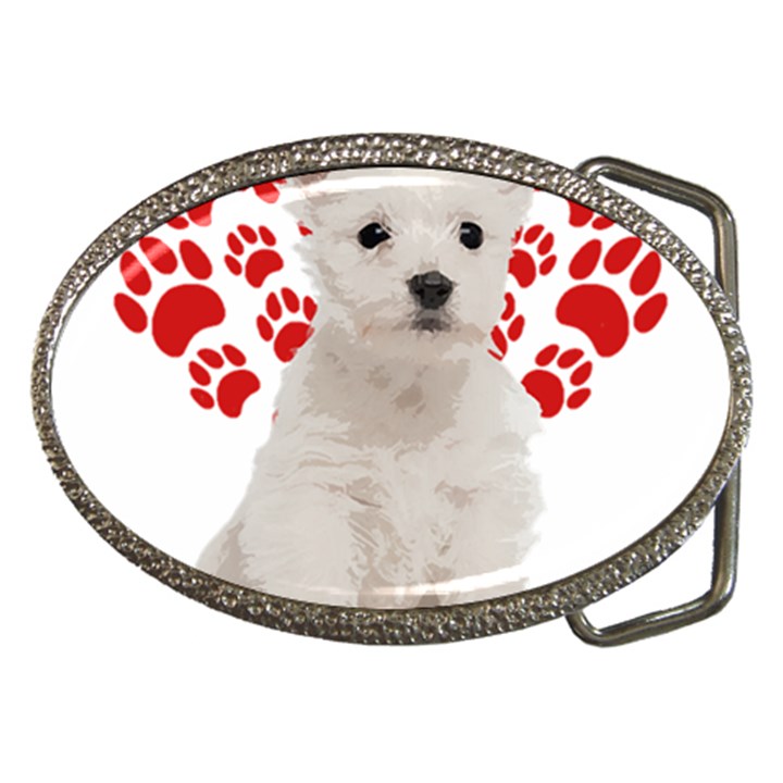 West Highland White Terrier Gift T- Shirt Cute West Highland White Terrier Valentine Heart Paw West Belt Buckles