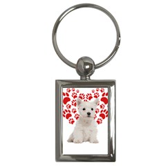 West Highland White Terrier Gift T- Shirt Cute West Highland White Terrier Valentine Heart Paw West Key Chain (rectangle) by maxcute