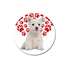 West Highland White Terrier Gift T- Shirt Cute West Highland White Terrier Valentine Heart Paw West Magnet 3  (round) by maxcute