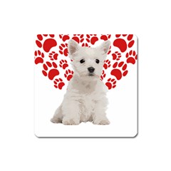 West Highland White Terrier Gift T- Shirt Cute West Highland White Terrier Valentine Heart Paw West Square Magnet by maxcute