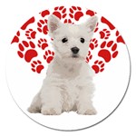 West Highland White Terrier Gift T- Shirt Cute West Highland White Terrier Valentine Heart Paw West Magnet 5  (Round) Front