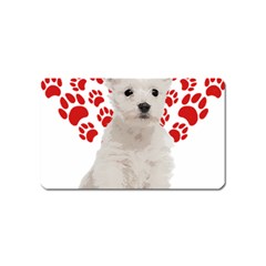 West Highland White Terrier Gift T- Shirt Cute West Highland White Terrier Valentine Heart Paw West Magnet (name Card) by maxcute