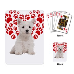 West Highland White Terrier Gift T- Shirt Cute West Highland White Terrier Valentine Heart Paw West Playing Cards Single Design (rectangle) by maxcute