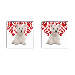 West Highland White Terrier Gift T- Shirt Cute West Highland White Terrier Valentine Heart Paw West Cufflinks (square) by maxcute