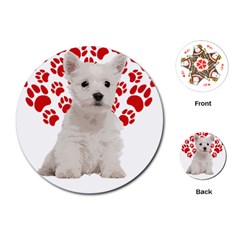 West Highland White Terrier Gift T- Shirt Cute West Highland White Terrier Valentine Heart Paw West Playing Cards Single Design (round) by maxcute