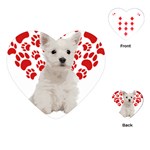 West Highland White Terrier Gift T- Shirt Cute West Highland White Terrier Valentine Heart Paw West Playing Cards Single Design (Heart) Front