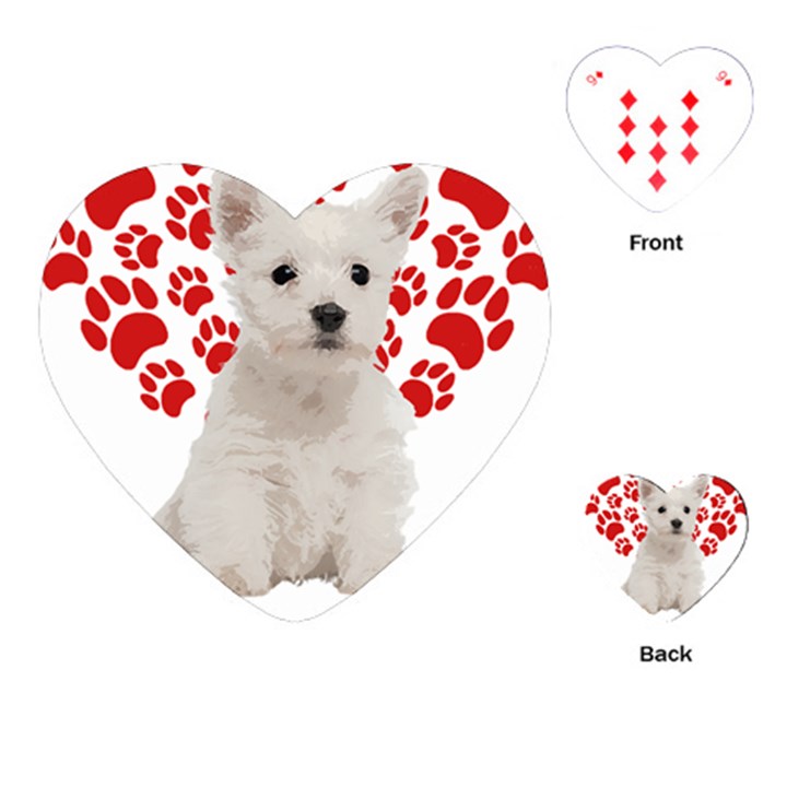 West Highland White Terrier Gift T- Shirt Cute West Highland White Terrier Valentine Heart Paw West Playing Cards Single Design (Heart)