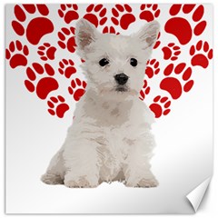 West Highland White Terrier Gift T- Shirt Cute West Highland White Terrier Valentine Heart Paw West Canvas 12  X 12 