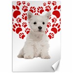 West Highland White Terrier Gift T- Shirt Cute West Highland White Terrier Valentine Heart Paw West Canvas 12  x 18  11.88 x17.36  Canvas - 1