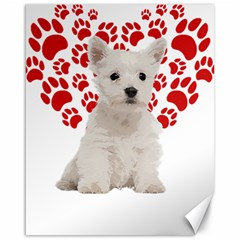 West Highland White Terrier Gift T- Shirt Cute West Highland White Terrier Valentine Heart Paw West Canvas 16  X 20  by maxcute