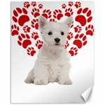 West Highland White Terrier Gift T- Shirt Cute West Highland White Terrier Valentine Heart Paw West Canvas 16  x 20  15.75 x19.29  Canvas - 1