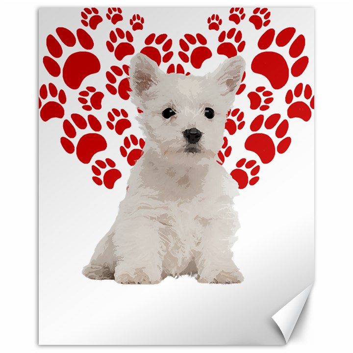 West Highland White Terrier Gift T- Shirt Cute West Highland White Terrier Valentine Heart Paw West Canvas 16  x 20 