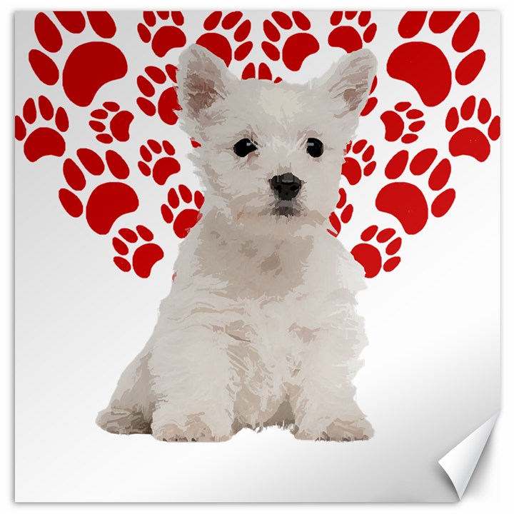 West Highland White Terrier Gift T- Shirt Cute West Highland White Terrier Valentine Heart Paw West Canvas 20  x 20 