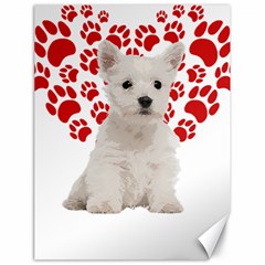 West Highland White Terrier Gift T- Shirt Cute West Highland White Terrier Valentine Heart Paw West Canvas 18  X 24  by maxcute