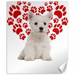 West Highland White Terrier Gift T- Shirt Cute West Highland White Terrier Valentine Heart Paw West Canvas 20  X 24  by maxcute